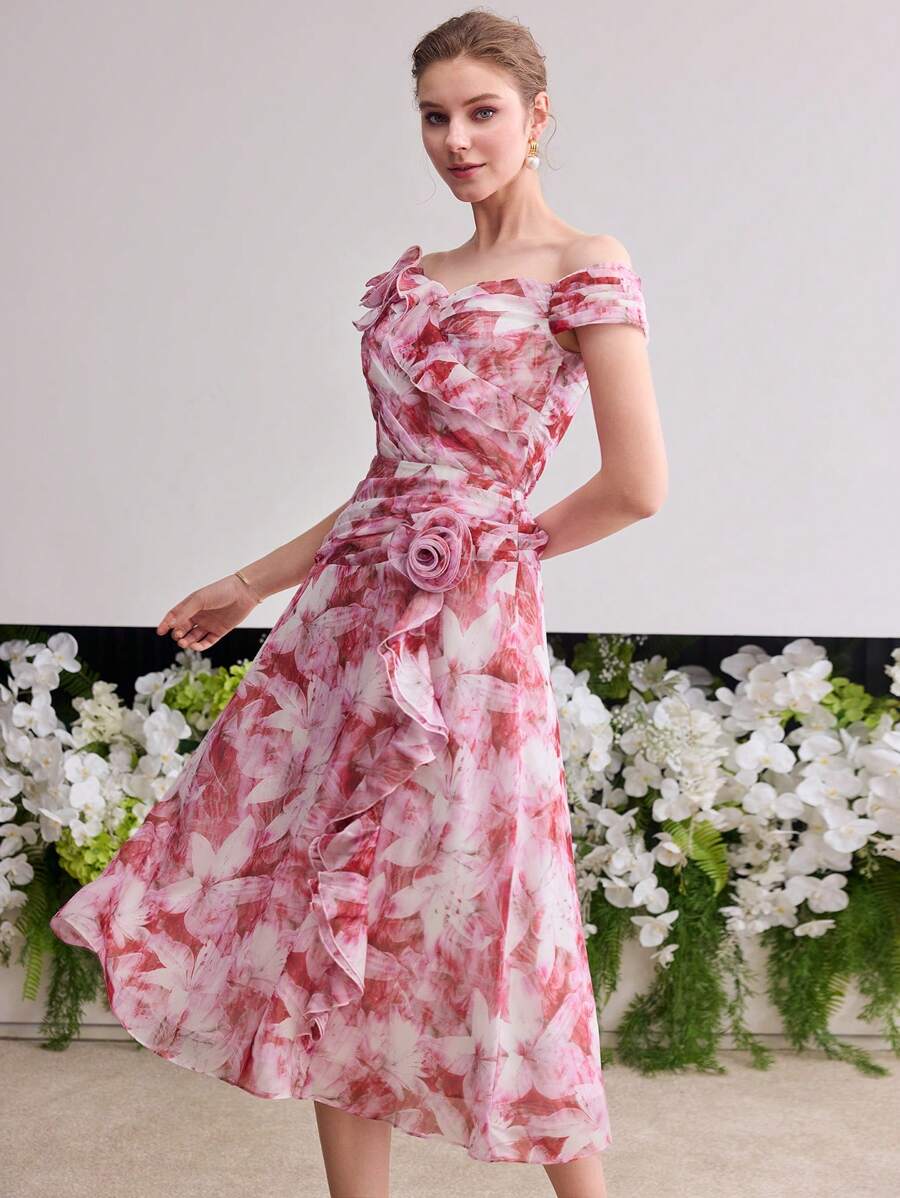 MOTF Soiréza FLORAL PRINT RUFFLE DRESS - Multicolor - View 1