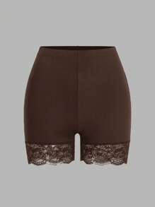 SHEIN Essnce 2pcs/Set Women Plus Size Lace Patchwork Leggings - Multicolor - View 3