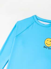 Conjunto de camiseta de manga larga impresa para niños preadolescentes y pantalones cortos de natación impresos en ajedrez degradado en color (impresión de posicionamiento)