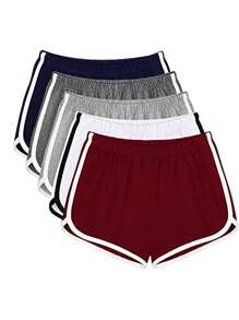 INAWLY Women's Casual Versatile Contrast Trim Shorts, For Gym - Multicolor - View 1