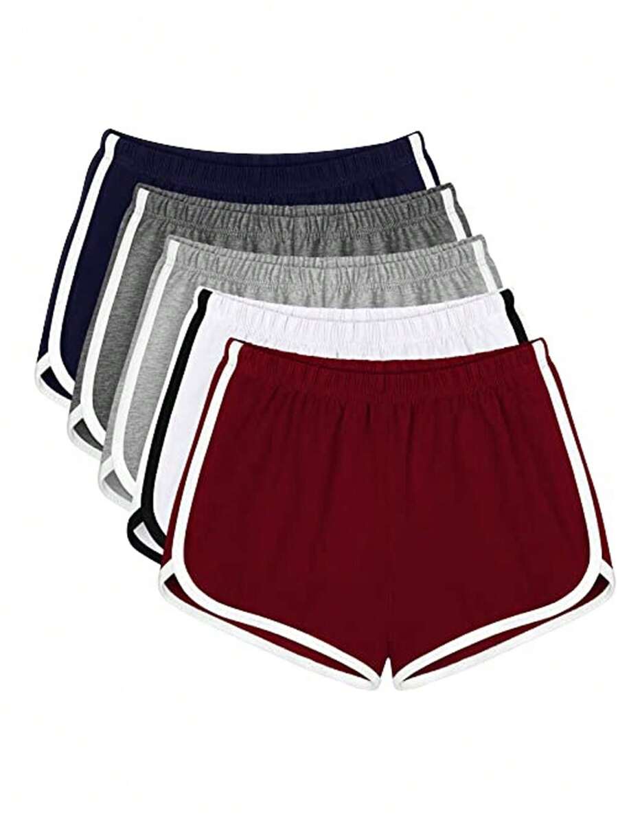 INAWLY Women's Casual Versatile Contrast Trim Shorts, For Gym - Multicolor - View 1