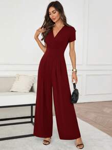 Editum Mono elegante de unicolor con cintura ceñida para uso cotidiano - Burdeos - Ver 3