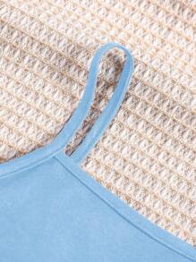 SHEIN 女童可爱奶牛印花休闲时尚睡衣 - 藍色 - 查看 6