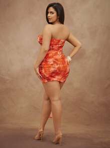 Hauture Damen ärmelloses Mini-Wickelkleid mit abstraktem Muster und Schleife an der Seite