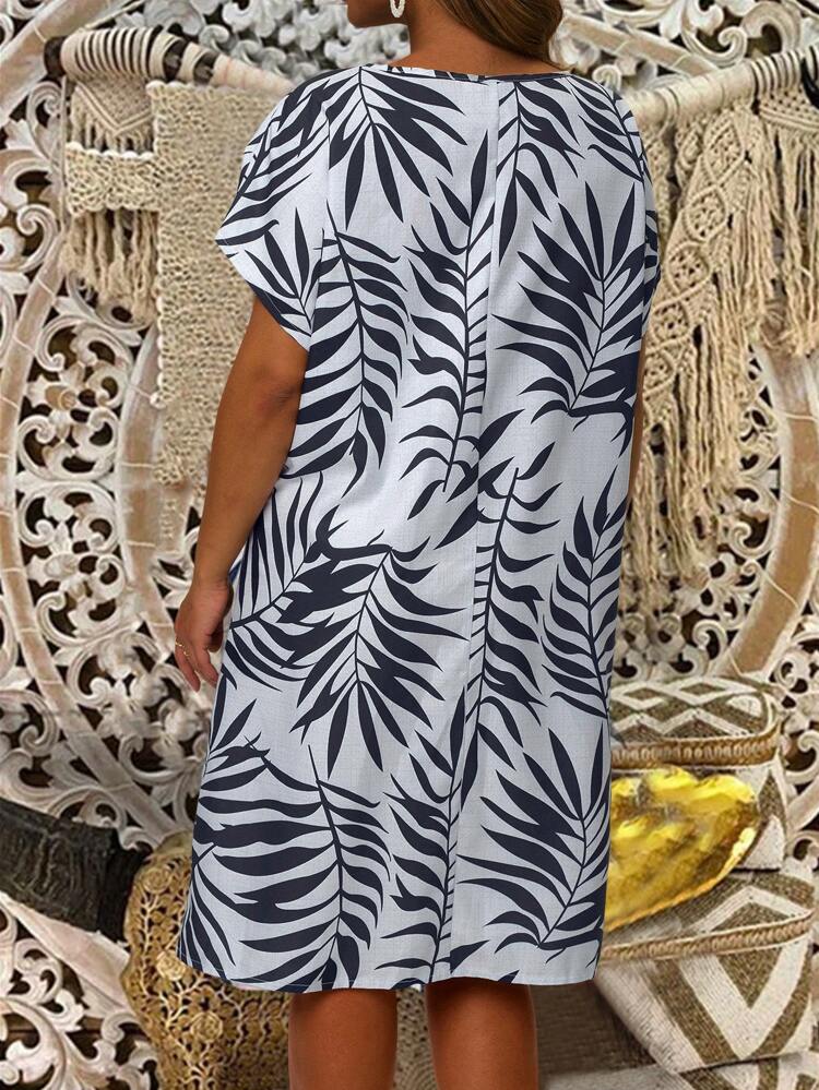 Plus Size Women Summer Country Casual All Over Print Minimalist Dress,Suitable For Summer,Vacation Outfits Woman,Casual Everyday Wear,Beach Dress Sundress,Holiday Outfits Boho,Spring