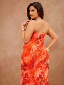 Hauture 女士抽象印花无袖紧身长裙 - 彩色 - 查看 2