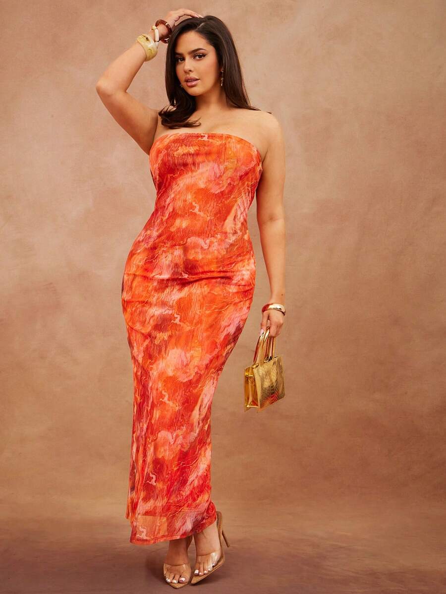 Hauture 女士抽象印花无袖紧身长裙 - 彩色 - 查看 1