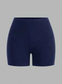 SHEIN EZwear 2 件套女式休闲针织黑色和海军蓝短款紧身打底裤，夏季两件套女式骑行短裤 - 彩色 - 查看 8