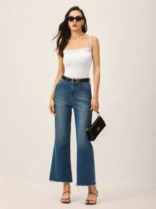 Poéselle Ladies' Solid Color Lace Spliced Camisole Tank Top - White - View 4