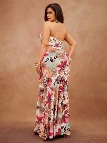 Hauture Women's Leopard And Floral Print Sheer Maxi Bodycon Fishtail Skirt - Multicolor - View 3