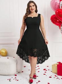 SHEIN Clasi Vestido de verano de unicolor minimalista sin mangas para mujer de talla grande, vestido para invitada de boda