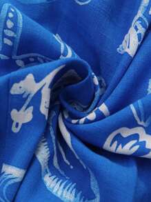 Breezaya 2pcs Women's Casual Shell Print Camisole And Skirt Suit, Blue Vacation Style