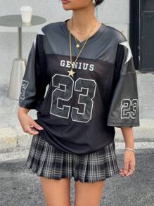 Muchica Women V-Neck Short Sleeve T-Shirt, Simple And Fashionable, Suitable For Summer - Black - View 3