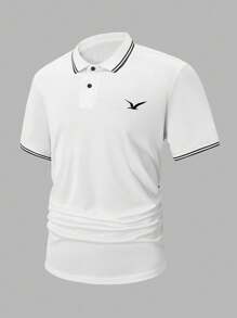 Manfinity Dauomo 男式休闲撞色边饰 Polo 衫，夏季 - 白色 - 查看 3