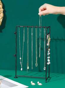 1pc Iron Jewelry Display Rack, Gift For Valentine's Day,Room Decor,Home Decor,Bedroom Decor,Wedding Decor,House Decor,Home Decor Items,Room Decoration Stuff,Room Decor Bedroom,Easter,Storage,Organization And Storage,Bathroom Decor,Bathroom Organizer,Jewelry Organiser,Jelwlry Box,Back-To-School Season - Black - View 4