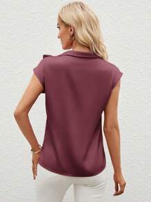 SHEIN Clasi Women Sleeveless Solid Color Casual Blouse, Suitable For Summer - Red Violet - View 2