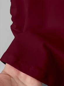 INAWLY Women Heart Embroidery Ruffle Round Neck Short Sleeve Casual T-Shirt - Burgundy - View 6