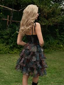 SHEIN MOD Vestido corsé vintage de 2 en 1 con estampado floral en todo el vestido y múltiples faldas desmontables en estilo de corte - Vestido de cumpleaños, vestido de desfile, vestido de capas, vestido para cita, fiesta, vacaciones, té, cumpleaños, atuendo de verano para mujer, Pascua, atuendo de rave, festival, atuendo de concierto para mujer, atuendo de brunch para mujer, vestido de graduación