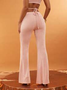 NYA SZN Pants Ruche Cut Out Wrap Summer Club Mini Flare Concert Music Festival Elegant Vacation Spring Break Brunch Easter Statement Festival Carnival For Women - Pink - View 3