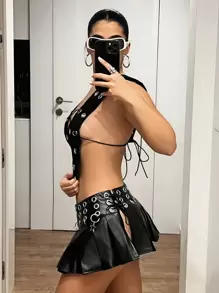 SHEIN ICON Summer For Women Club Women Sexy Concert Women Women's Double Row Metal Eyelets Decorated Tank Top