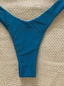 Swim Chiccia 2 piezas de bikini sexy para mujer de verano con tirantes finos y decoración metálica en unicolor