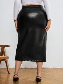 SHEIN Tall CURVE Plus Size Women Solid Color Pleated Split Hem Skirt, Summer For Women, Graphic Women, Concert Women, Rave Festival, Streetwear For Women, Graduation Women Skirt