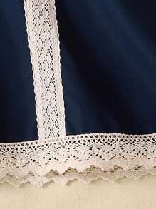 Souflis Souflis Baby Girl Sleeveless Ruffle Collar A-Line Hem Cute Navy Blue Dress, Summer