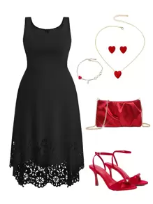 SHEIN Clasi Vestido de verano de unicolor minimalista sin mangas para mujer de talla grande, vestido para invitada de boda
