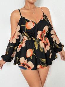 Flirla Plus Size Minimalist Camisole Tank Top, Suitable For Summer - Black - View 6