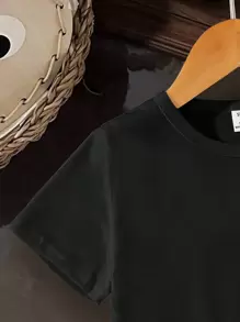 Baby Girls Casual Graphic Print Pullover Top, Versatile For Outdoor Wear, Spring/Summer - Black - View 3