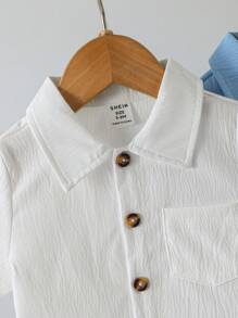 SHEIN Vintaside Kids 6pcs Baby Boy Infant Casual Simple Comfortable Fabric Collar Shirt And Shorts Multi-Color Set, Suitable For Summer - Multicolor - View 5