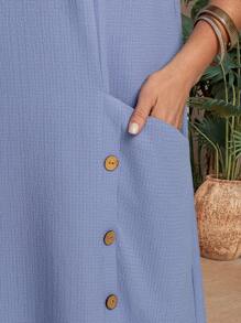 EMERY ROSE Vestido casual con bolsillo, de cuello en V y mangas cortas, para mujer de tallas grandes