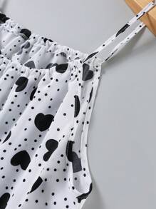 SHEIN LUNE 加大码细肩带心形印花休闲吊带背心新年女装心形印花图案夏季女装情人节度假女装夏季女装夏季上衣 - 白色 - 查看 4