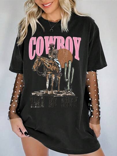 INAWLY Camiseta de música country, camiseta de los 90s de música country, camiseta con estampado occidental, camiseta de concierto de música country, linda camiseta estilo western, camiseta para mujer