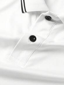 Manfinity Dauomo 男式休闲撞色边饰 Polo 衫，夏季 - 白色 - 查看 4