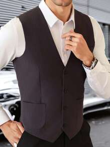 Manfinity Mode Gilet di jeans blu casual e semplice per tutti i giorni, da uomo