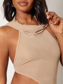 SHEIN Unity Asymmetrisches Rückenfreies Oberteil für Festivals, Sommer Top für Musikfestivals, elegante Urlaubsgarderobe, Outfits für Frühlingsfest, Western- und Country-Konzerte für Frauen