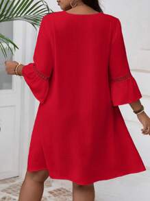 SHEIN VCAY Plus Size Bohemian Style Solid Color Simple Fashion Summer Dress Plus Size Christmas Red