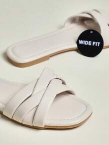 SHUZIA Women's Wide-Fit Fashion Casual Comfy Criss Cross Flat Sandals Mother's Day Present