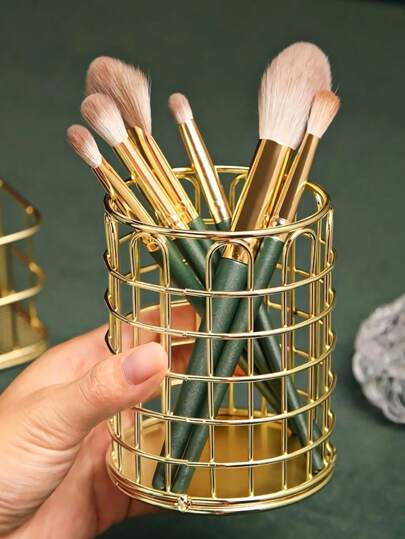 1 pieza Caja de almacenamiento de metal hueco para lapiceros y maquillaje, ideal para el Día de San Valentín, boda de San Valentín, cumpleaños