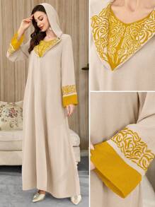 Al Najma Simple And Fashionable Arabic Style Dress, Suitable For Summer,Modest - Apricot - View 1