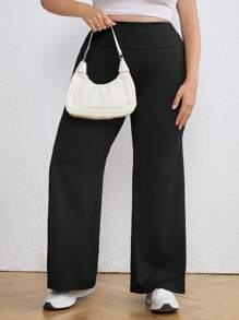 SHEIN Tall CURVE 女式加大码宽腰喇叭裤，夏季女装，印花女装，演唱会女装，狂欢节女装，街头女装，毕业女装裤子