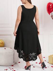 SHEIN Clasi Vestido de verano de unicolor minimalista sin mangas para mujer de talla grande, vestido para invitada de boda