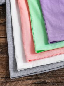 SHEIN 5pcs/Set Young Girl Animal Print Short Sleeve Tops - Multicolor - View 5