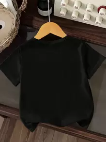 Baby Girls Casual Graphic Print Pullover Top, Versatile For Outdoor Wear, Spring/Summer - Black - View 2