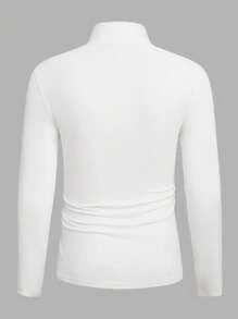 Manfinity VCAY Men's Casual Solid Color Stand Collar Long Sleeve T-Shirt