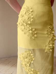 MOTF PREMIUM 女士3D花卉钩针蕾丝修身长裙