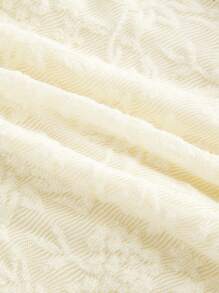 SHEIN MOD 褶皱胸前系带蝴蝶结肩带可调节腰身A字提花杏色连衣裙，波西米亚风，适合音乐会、毕业典礼、节日、复古、热带、优雅、度假、下午茶、夏威夷风、早午餐、仙女风、女士优雅穿搭、锐舞节穿搭、女士夏季连衣裙、音乐节、外出等场合。 - 杏色 - 查看 4