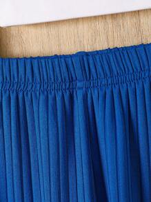 2pcs Baby Boy Solid Color Short Sleeve Top And Long Pants Set - Blue - View 5