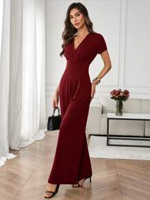 Editum Mono elegante de unicolor con cintura ceñida para uso cotidiano - Burdeos - Ver 7